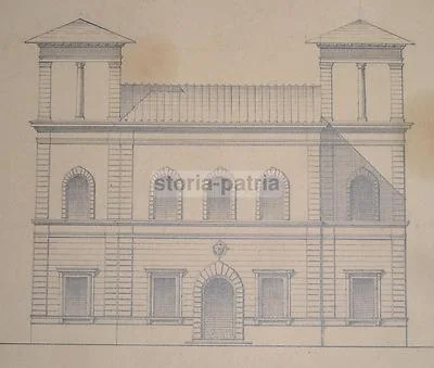 Prospetto di Palazzo con Stemma, Disegno a Matita
