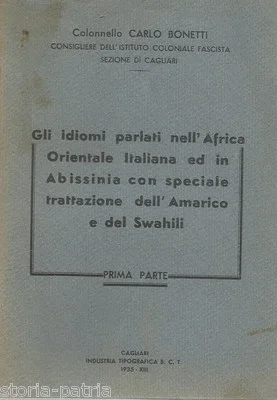 Carlo Bonetti, Idiomi dell'Africa Orientale, Cagliari 1935