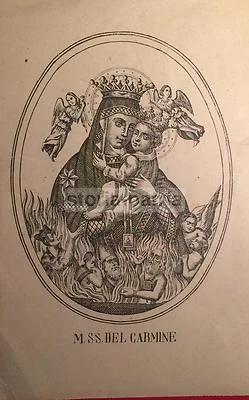 Litografia della Madonna del Carmine con le Anime Dannate