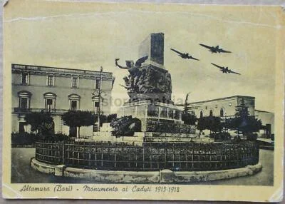 Cartolina di Altamura, Monumento ai Caduti e Aerei, 1955