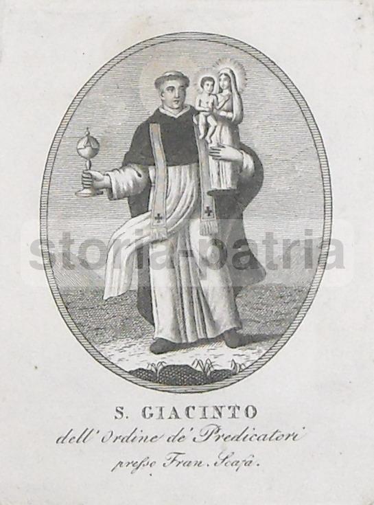 San Giacinto: Antica Raffigurazione Devozionale, Stampa Popolare Napoletana, Scafa
