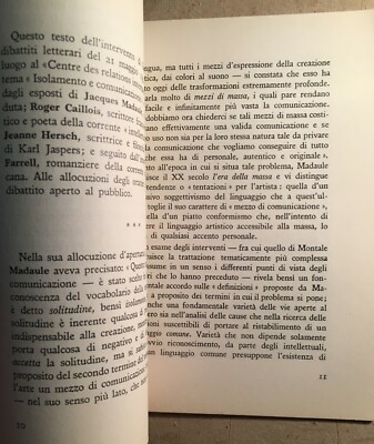 Eugenio Montale: La Solitudine Dell'Artista, Conferenza 1952