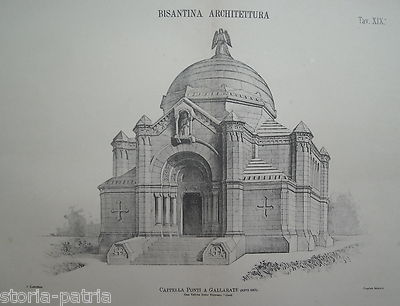 Architettura Bizantina, Gallarate, Cappella Ponti, Progetto Boito, Antica Stampa, '800