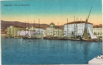 Trieste, Bella Veduta Antica Di Riva III Novembre Con Barche A Vela