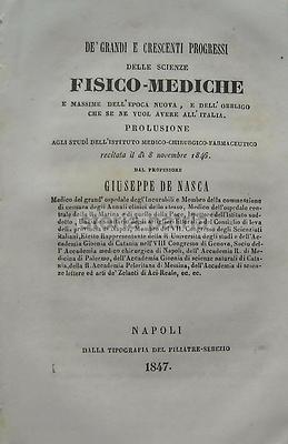 Giuseppe De Nasca, Scienza E Medicina, Napoli, 1847