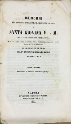 Abruzzo, Lanciano: Antica Agiografia, Santa Giovina E I Fanciulli. Di Jorio, 1855