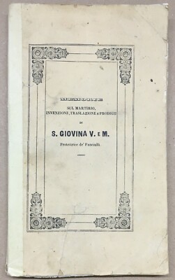 Abruzzo, Lanciano: Antica Agiografia, Santa Giovina E I Fanciulli. Di Jorio, 1855