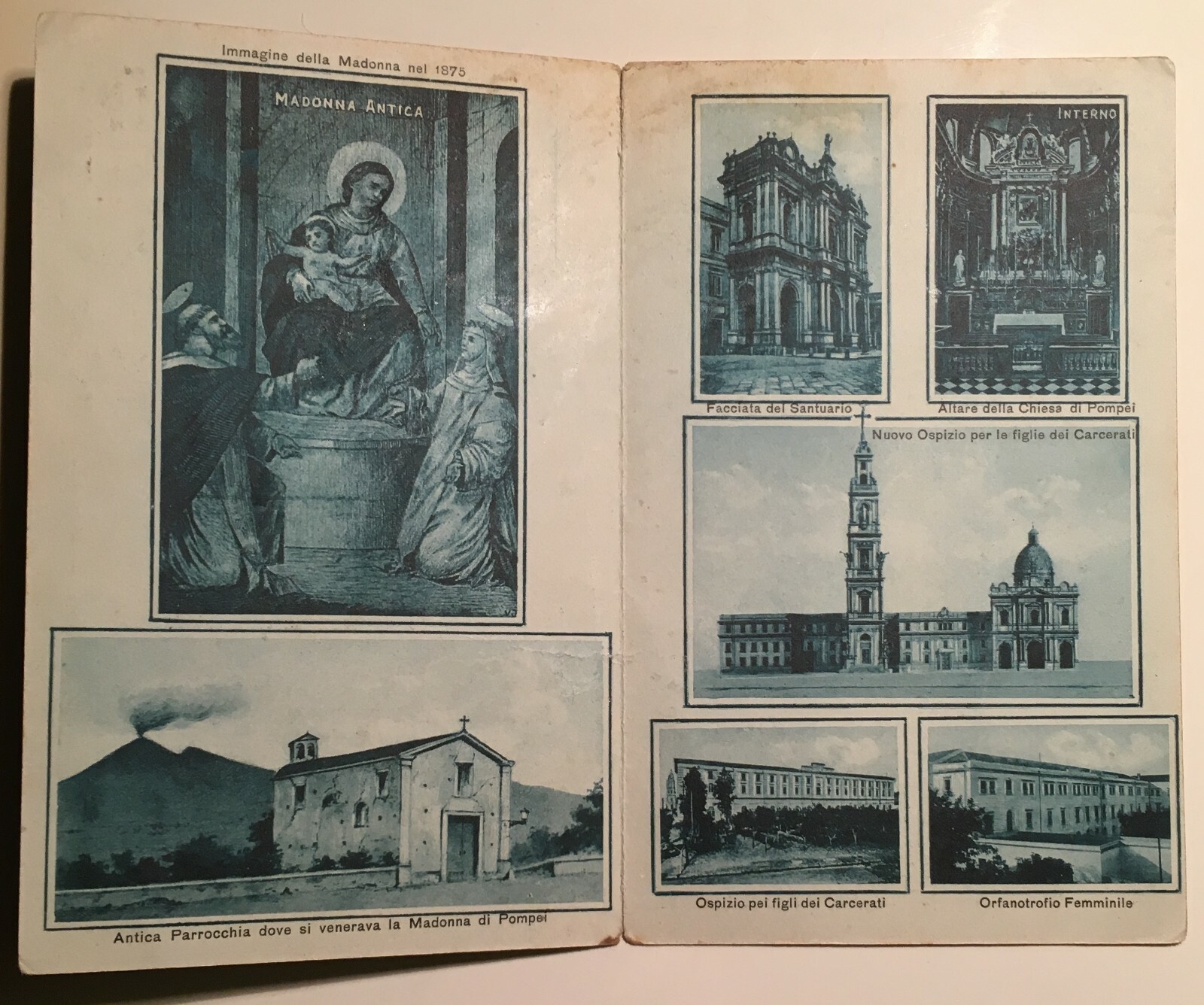 Stampa Popolare Devozionale: Madonna Del Rosario, Pompei, Cinquantenario E Vedute