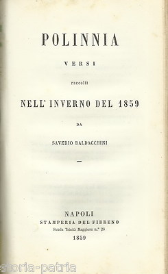 Puglia, Barletta: Saverio Baldacchini Polinnia Versi (1859)