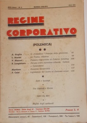 Politica, Economia, Corporazioni: Schelling, d'Annunzio, Goglia, Lloyd Triestino, 1938