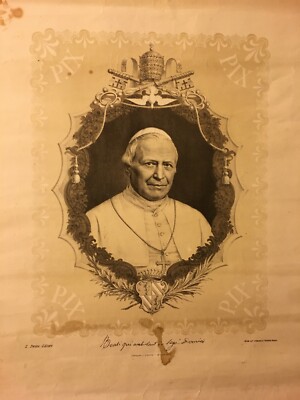 Pio IX: Ritratto In Litografia Dell'Editore E. Perino