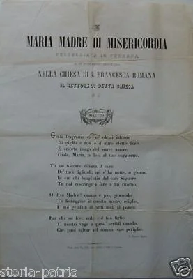 Sonetto di Ernesto Baroni per S. Francesca Romana, 1876