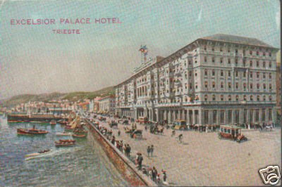 Trieste: Bella Veduta Pubblicitaria, Palace Excelsior E Teatro Napoletano Scelzo, 1920
