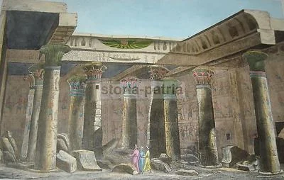 Interno del Tempio di File, Incisione di Campi, Ottocento