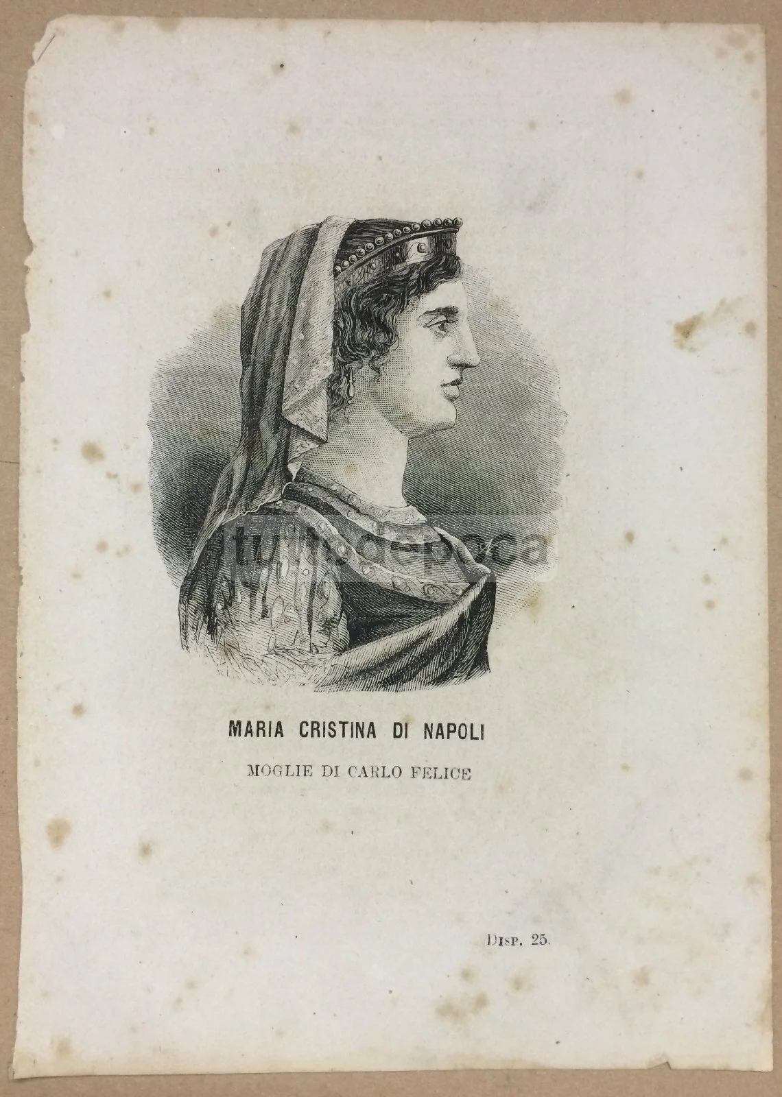 Ritratto Xilografico di Maria Cristina di Napoli, foto 2 di 3