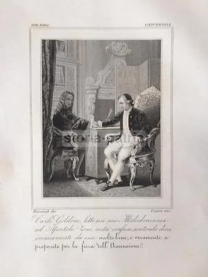 Goldoni e Apostolo Zeno, Incisione di Lauro