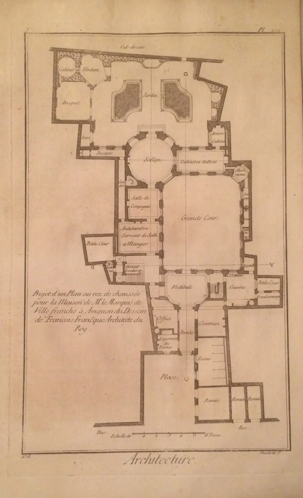 Pianta della Casa del Marchese di Villafranca, Avignone