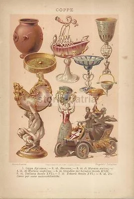 Cromolitografia di Coppe, Murano e Automobilismo, Primo Novecento