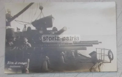 Foto Cartolina, Batteria di Cannoni Navali