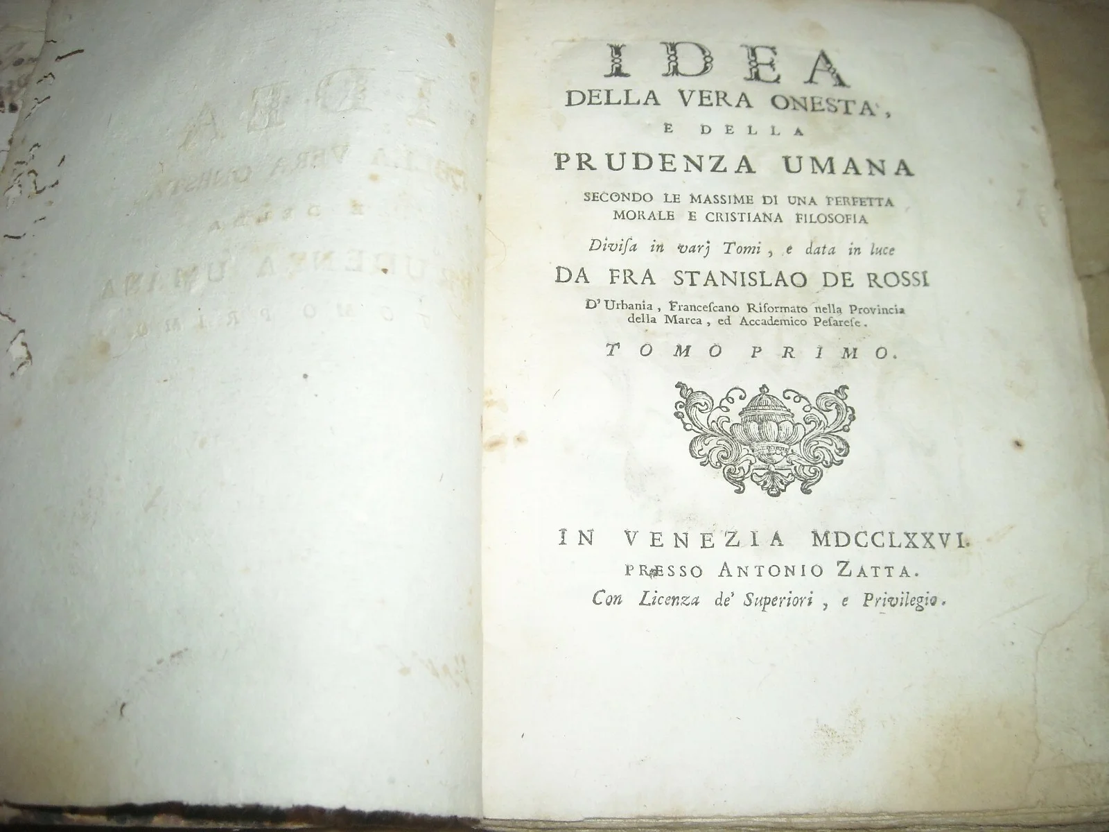De Rossi, Idea della Vera Onestà e della Prudenza Umana, 1776, foto 3 di 12