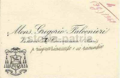 Biglietto da Visita del Vescovo Gregorio Falconieri, Conversano