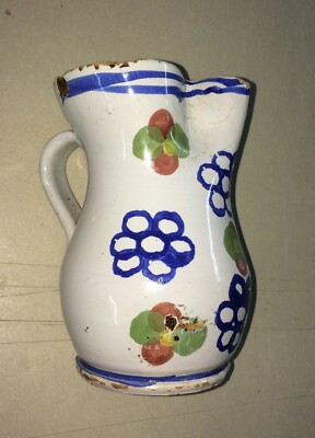Artistica Ceramica Popolare: Mini Boccale Da Vino Floreale, Abruzzo, Palena O Castelli