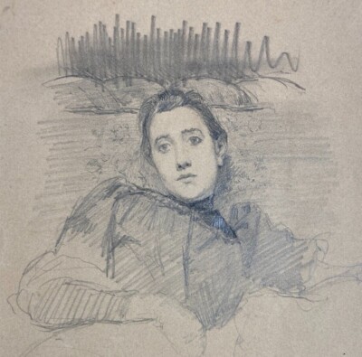 Emilio Benlliure Y Morales: Disegno Originale A Matita Con Dedica Autografa, 1893