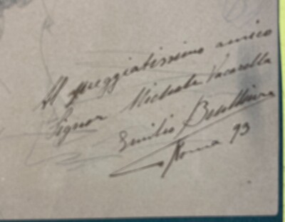 Emilio Benlliure Y Morales: Disegno Originale A Matita Con Dedica Autografa, 1893