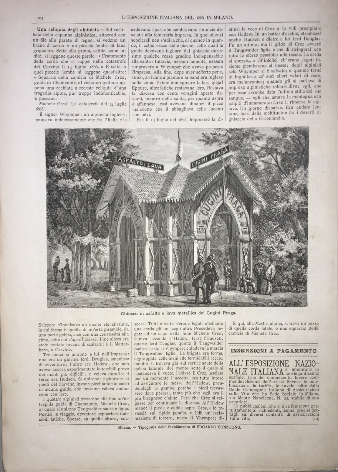 Chiosco Pubblicitario Dei Cugini Praga, Esposizione Di Milano, 1881