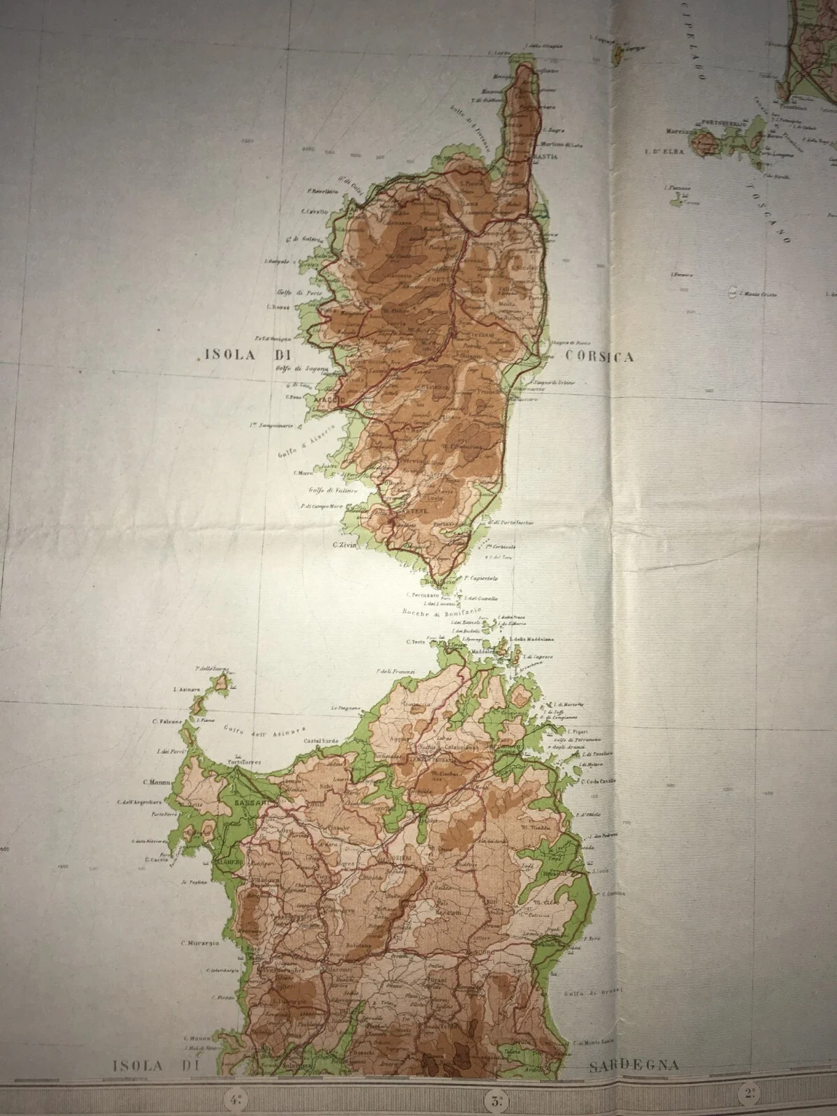 Grande Mappa Geografica, Geofisica E Ipsometrica d'Italia, 1921, foto 2 di 17