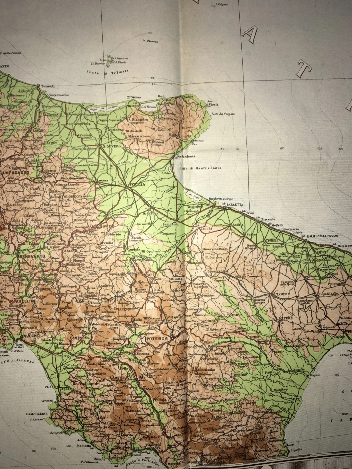 Grande Mappa Geografica, Geofisica E Ipsometrica d'Italia, 1921, foto 15 di 17