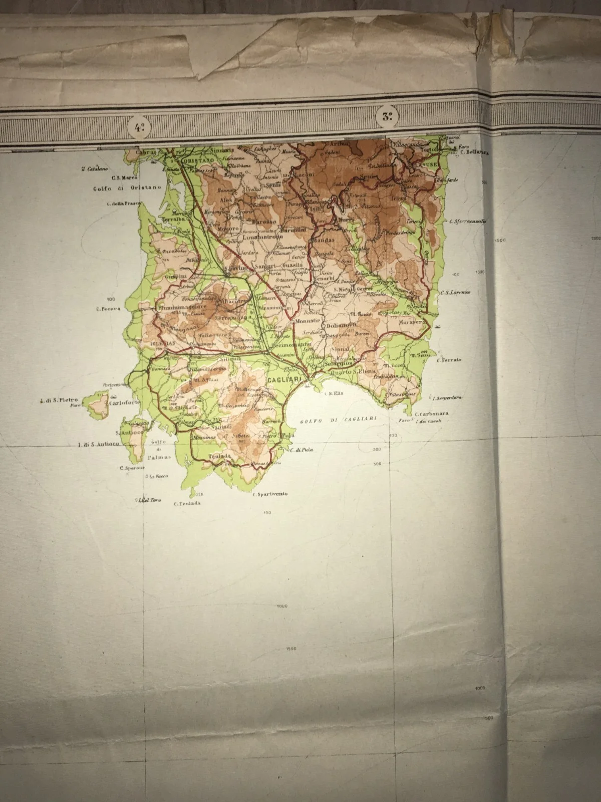 Grande Mappa Geografica, Geofisica E Ipsometrica d'Italia, 1921, foto 17 di 17
