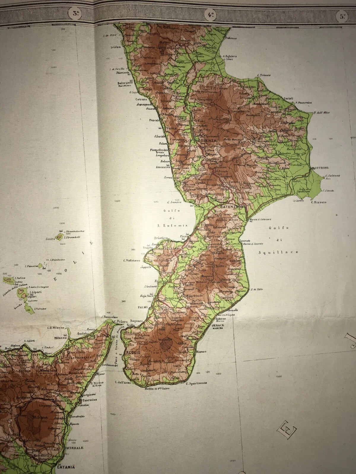 Grande Mappa Geografica, Geofisica E Ipsometrica d'Italia, 1921, foto 9 di 17