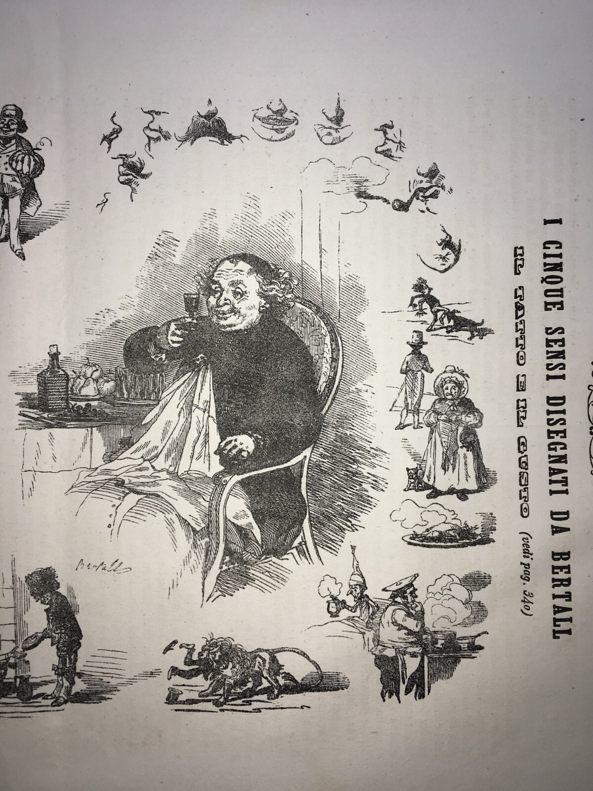 Illustrazione Satirica Di Bertall: I Sensi Del Gusto E Del Tatto