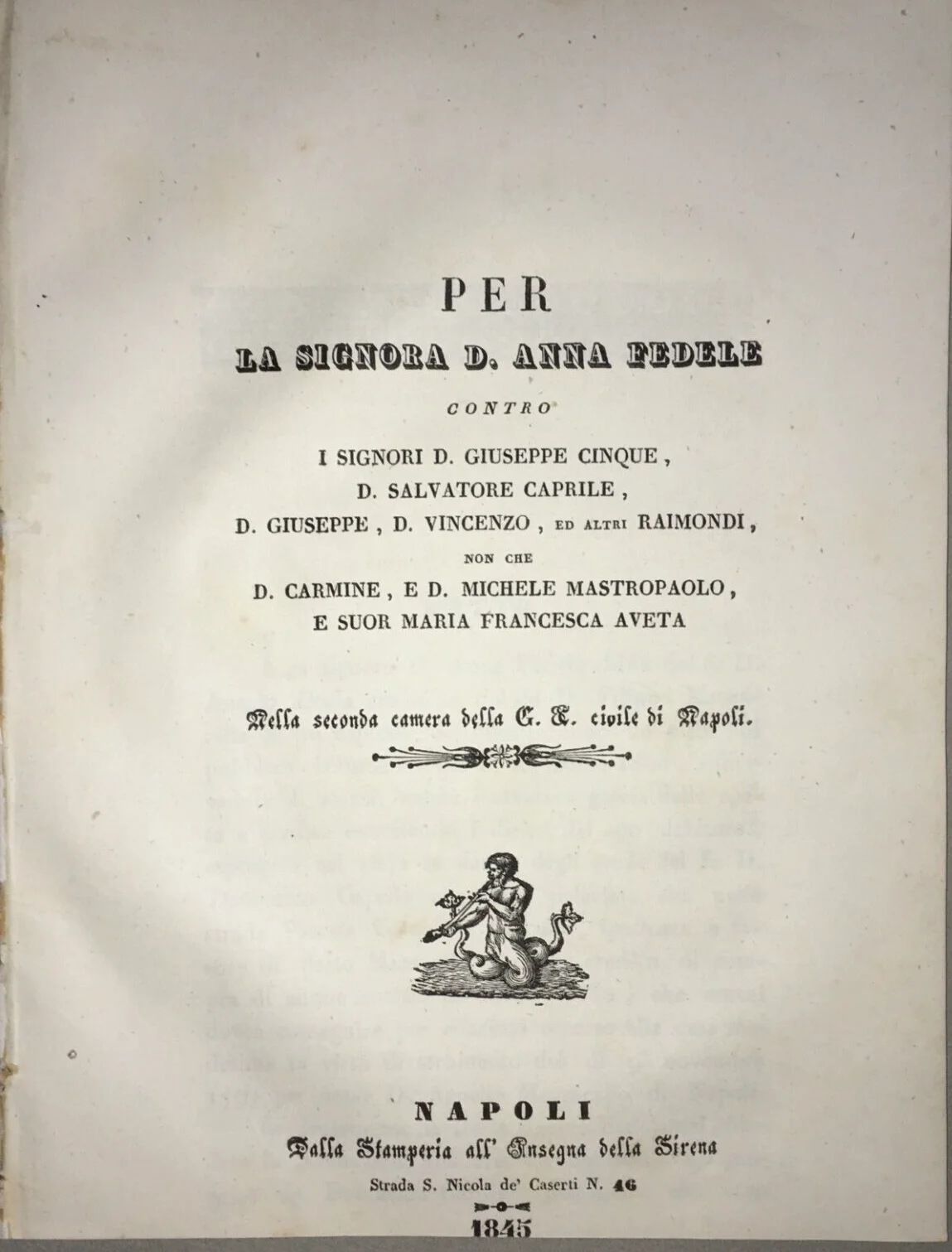Giuridica Napoletana: Antica Allegazione Fedele, Cinque, Caprile, Raimondi, Aveta 1845, foto 3 di 7