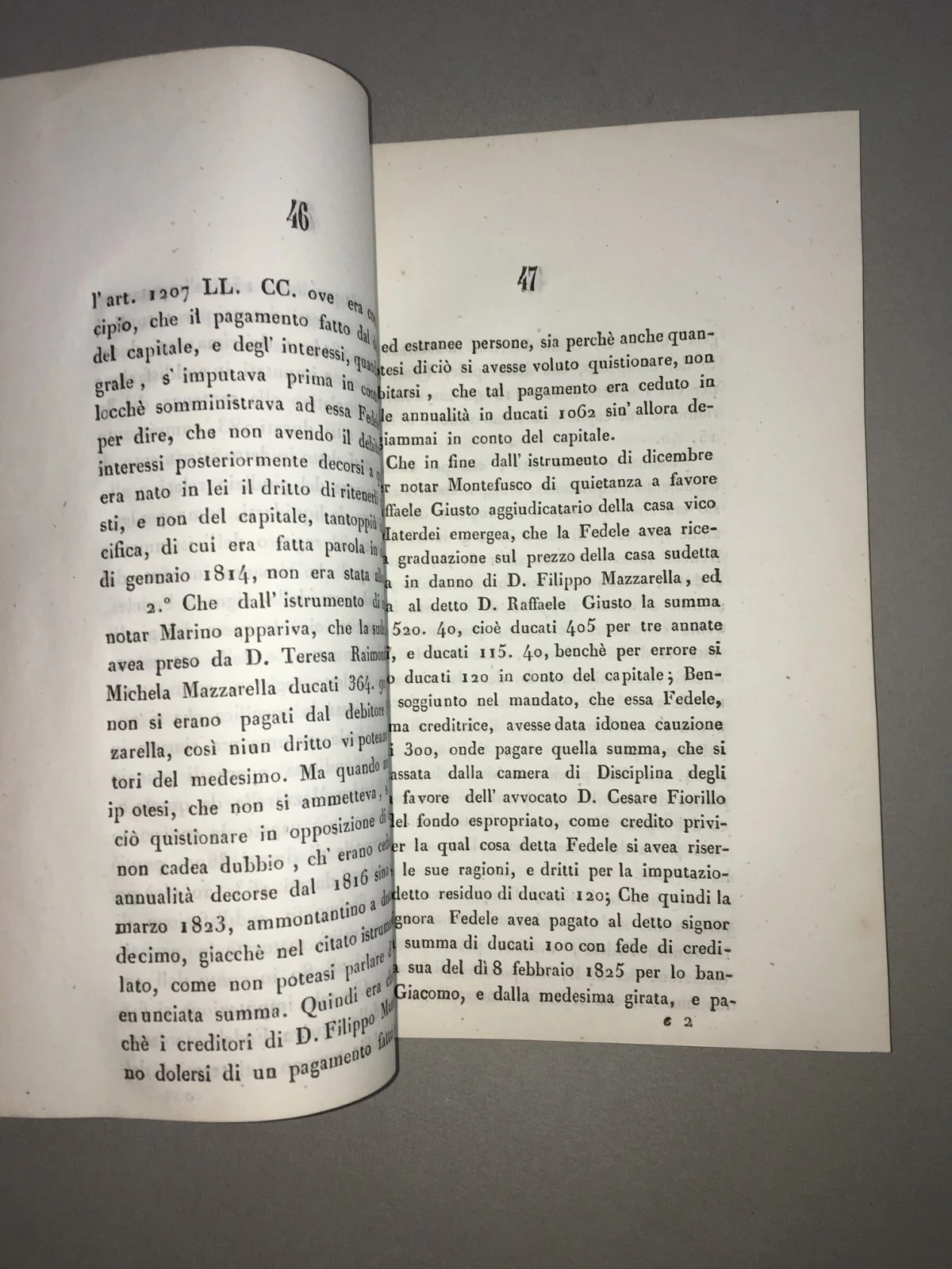 Giuridica Napoletana: Antica Allegazione Fedele, Cinque, Caprile, Raimondi, Aveta 1845