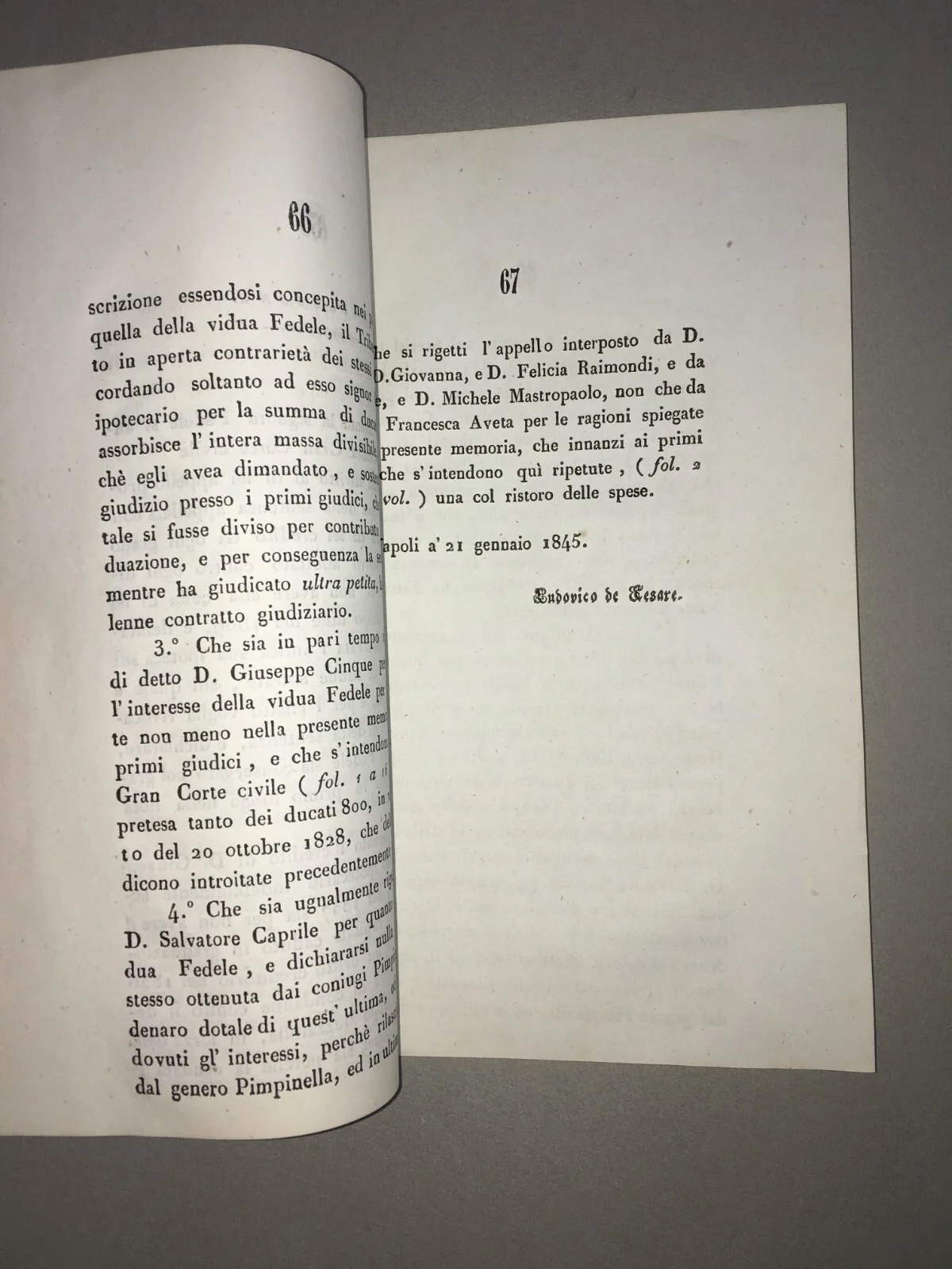 Giuridica Napoletana: Antica Allegazione Fedele, Cinque, Caprile, Raimondi, Aveta 1845, foto 4 di 7