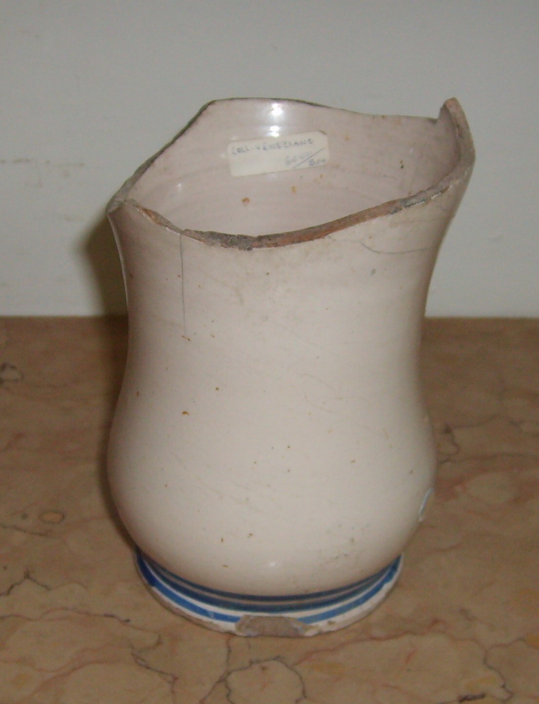 Antica Maiolica Meridionale Albarello Vaso Da Farmacia Veduta Paesaggistica '700