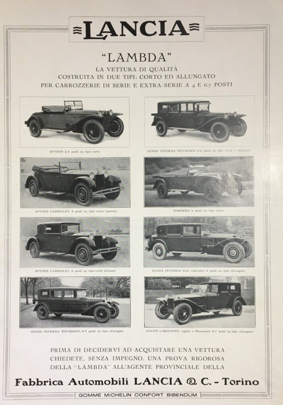 Automobili, Motori, Lancia Lambda, Liquore Strega, Estintori Minimax, Incendio: Stampa Pubblicitaria
