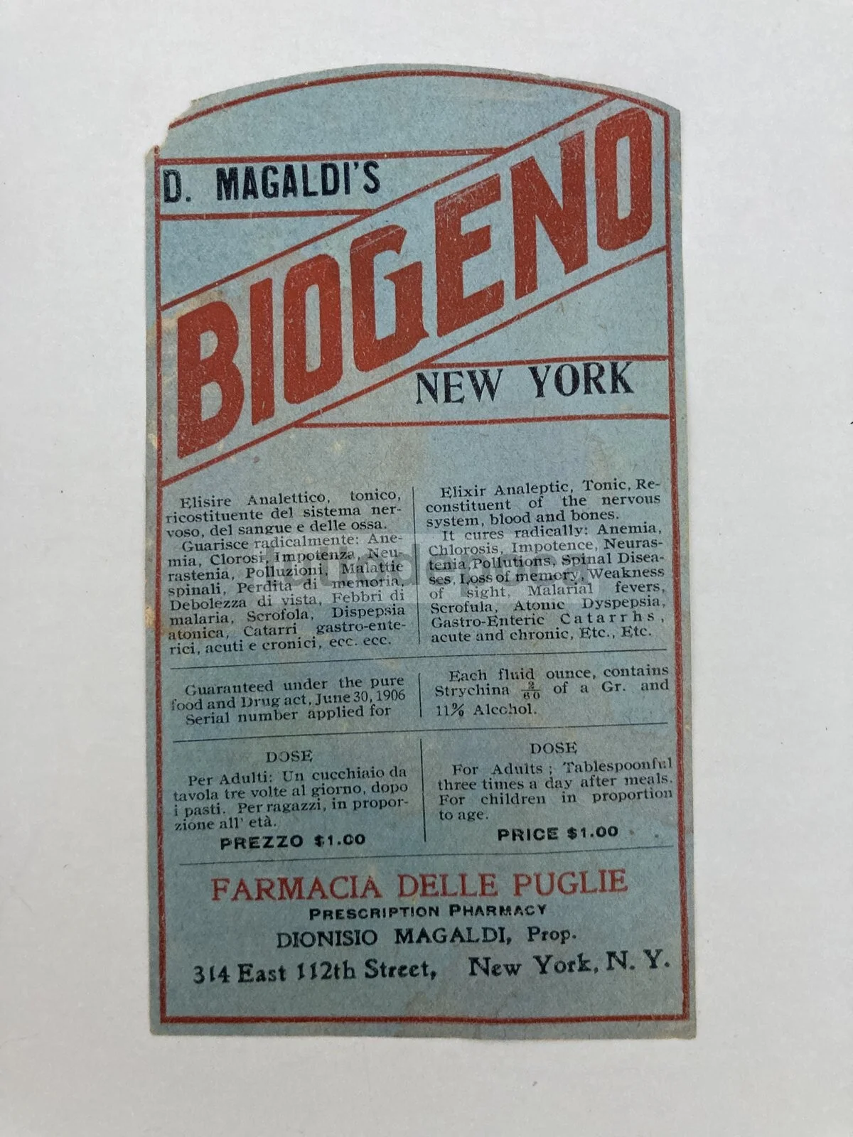 Medicina, Farmacia, Pubblicità Farmaceutica: Dr. Magaldi, Puglia, New York, Biogeno, foto 2 di 3