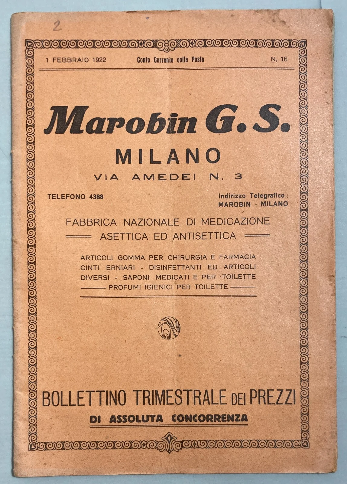 Medicina, Farmacia E Igiene: Catalogo Pubblicitario Marobin, 1922, foto 3 di 11