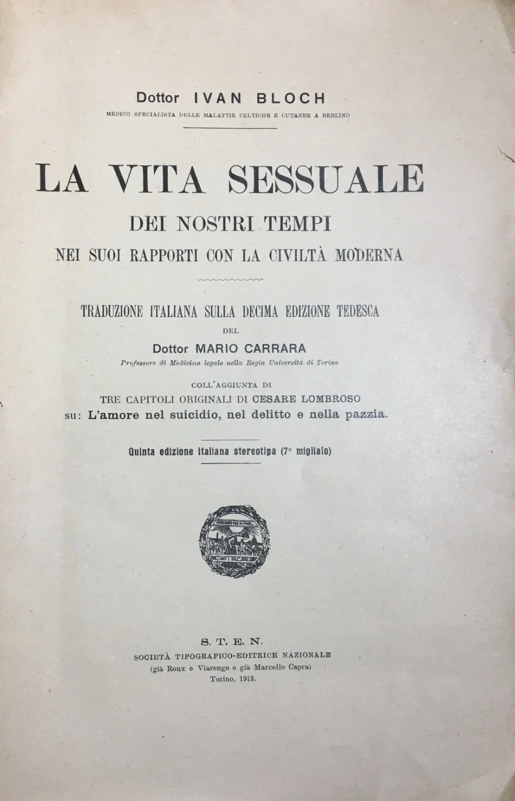 Sessualità, Psicopatologie Sessuali E Medicina Legale (Bloch Lombroso), foto 2 di 24