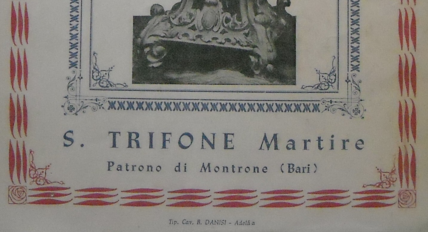 San Trifone Martire, Patrono Di Montrone: Antica Stampa Popolare, Tipografia Danisi