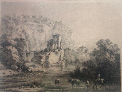 Antica Scena Pastorale, Veduta Con Fortificazioni, Artista Debucourt, 1800