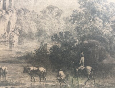 Antica Scena Pastorale, Veduta Con Fortificazioni, Artista Debucourt, 1800