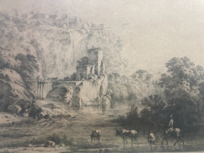 Antica Scena Pastorale, Veduta Con Fortificazioni, Artista Debucourt, 1800