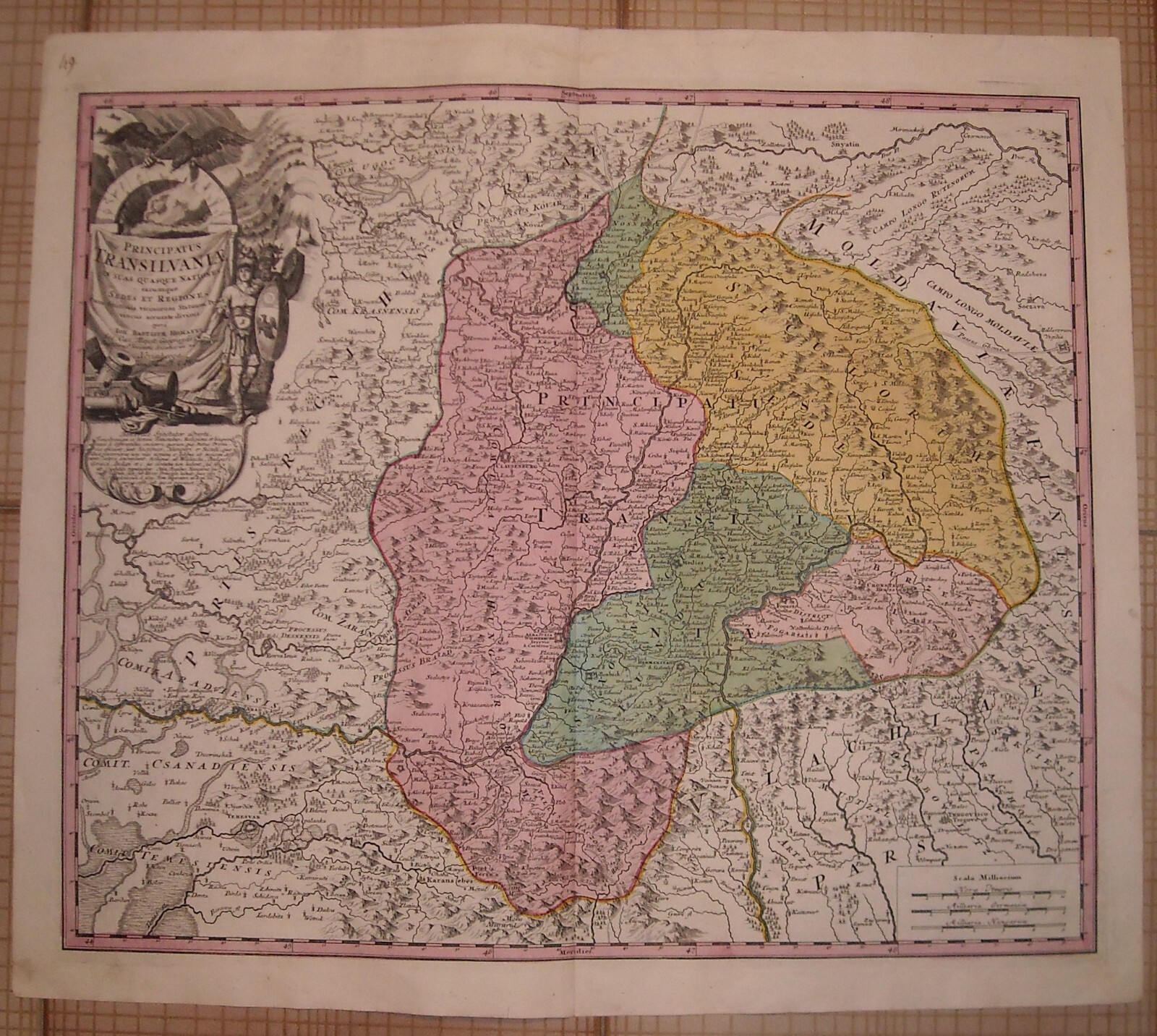 Mappa Della Transilvania Di Johann Baptist Homann, XVIII Secolo