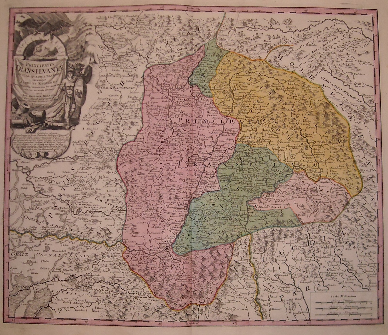 Mappa Della Transilvania Di Johann Baptist Homann, XVIII Secolo