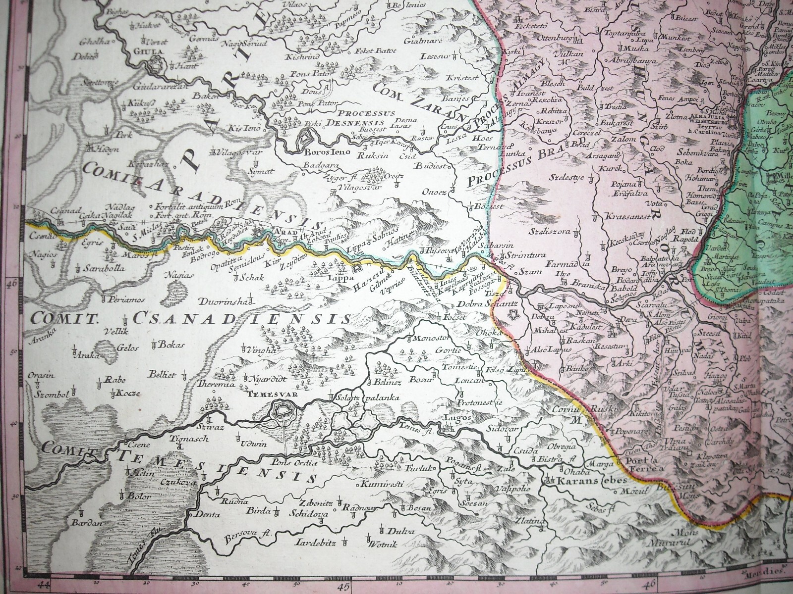 Mappa Della Transilvania Di Johann Baptist Homann, XVIII Secolo