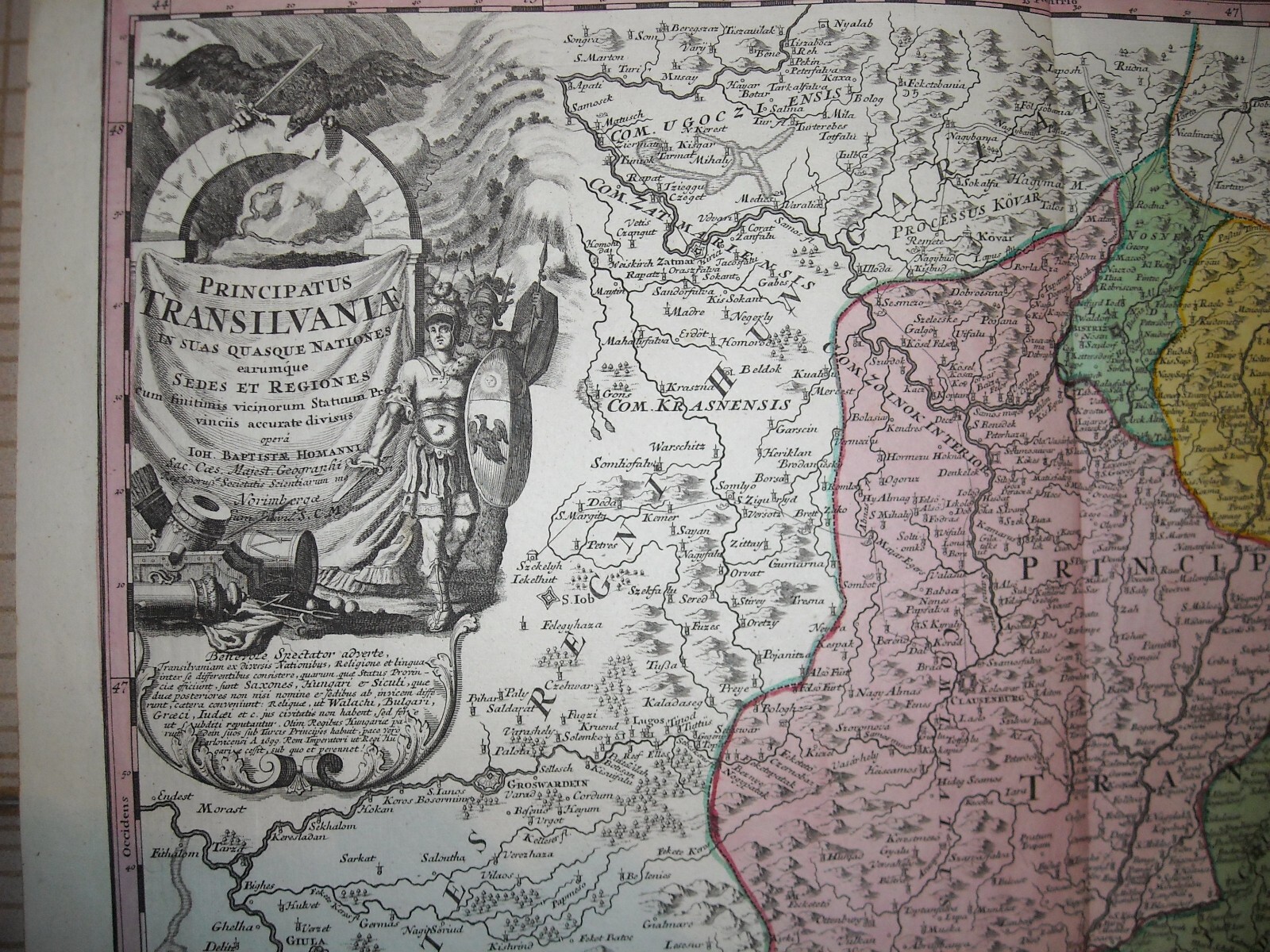Mappa Della Transilvania Di Johann Baptist Homann, XVIII Secolo